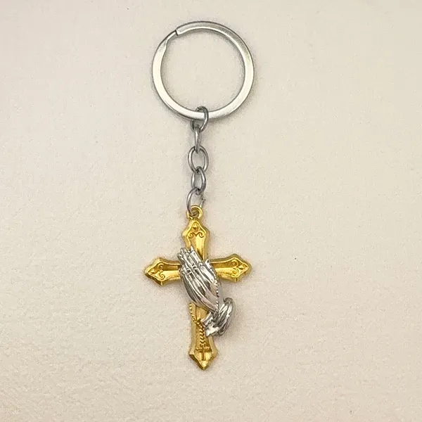 Cross Praying Hands Keychain Charm for Men Women Car Keychain Bag Charm - Image 2