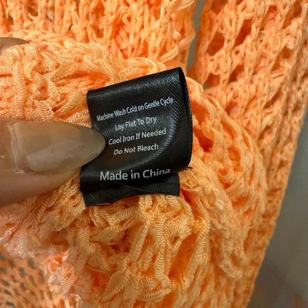 POL Women's Tape Yarn Sweater in Orange Sz: S - Image 9
