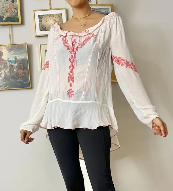 Free People Rolling Stone Woven Embroidered Top - Image 2