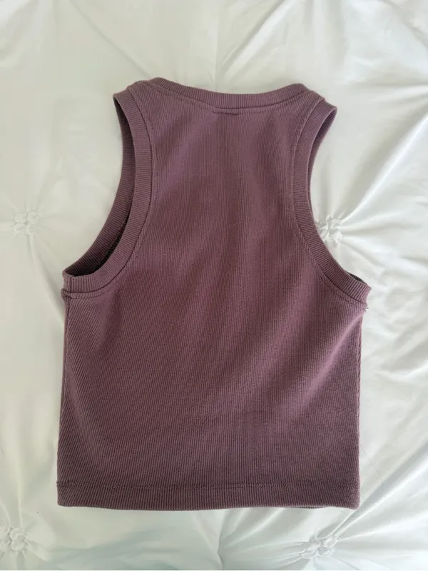 Ribbed Mauve Tank Top - Women - Image 2