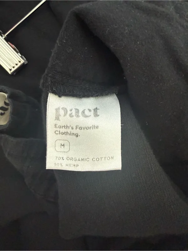 PACT Organic Cotton Hemp Cargo Wide Leg Pants Black Size Medium - Image 7
