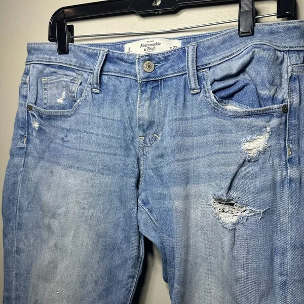 Abercrombie‎ & Fitch Distressed Rhinestone Jeans Women 4/27 Y2K Denim - Image 4
