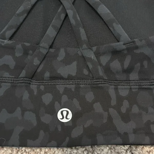 Lululemon Energy Bra High‎ Neck Long Line Camo Gray Black - Image 3