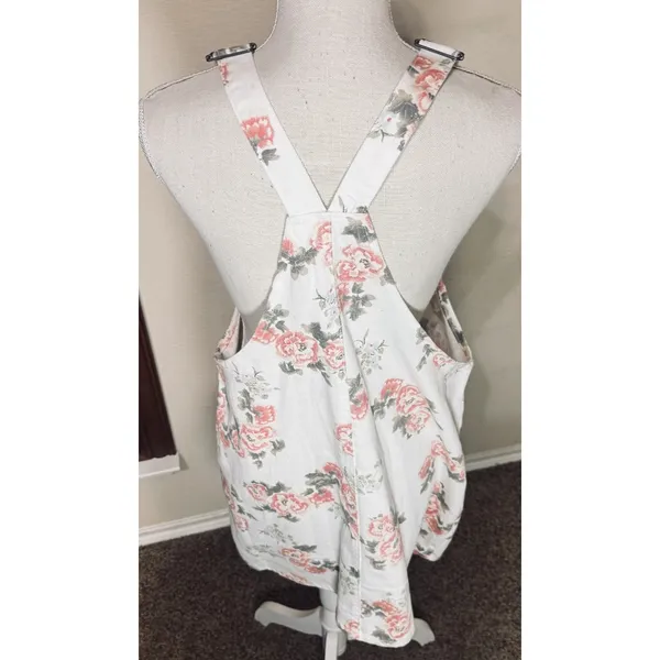 Y2K NOBO White Floral Overall Mini Dress sz L 11/13 Cottagecore Romantic - Image 4