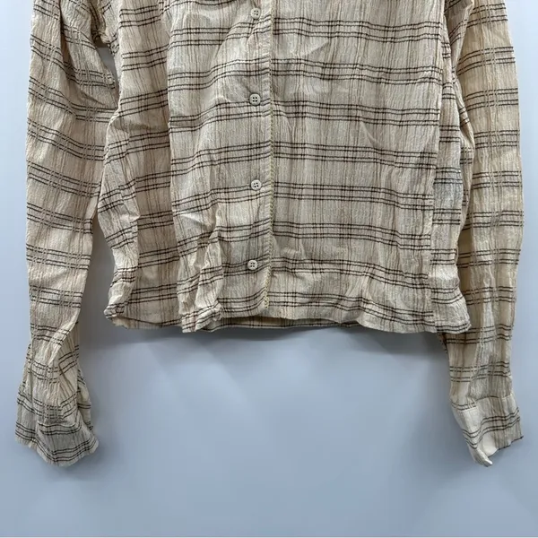 POL Cream Multicolor Floral Cotton‎ Long Sleeve Button Down Shirt Size S - Image 3