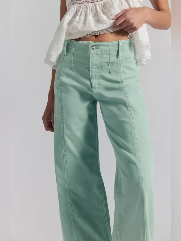 NWT Free People We The Free Libre Wide-Leg Jeans - Cameo Green Turquoise - 27 - Image 6