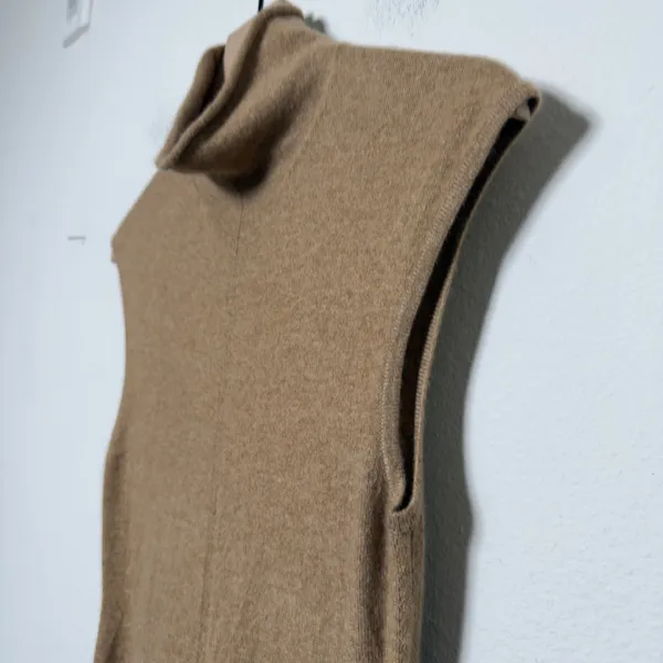 Polo Ralph Lauren Women 100% Cashmere Midi Dress M Camel Turtleneck Fit & Flare - Image 10