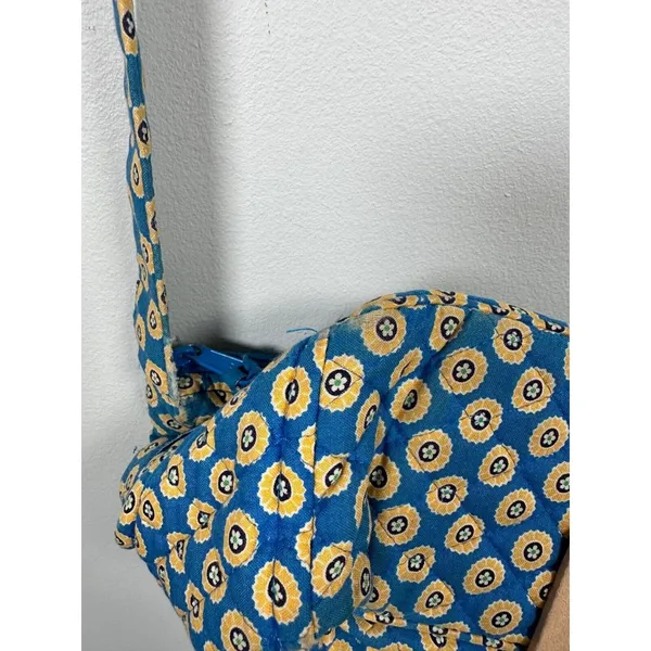 Vera Bradley Floral Shoulder‎ Bag Yellow Blue Zip Pockets Adjustable - Image 8