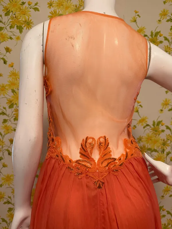 Illusion back prom evening gown size M Orange Size M - Image 3