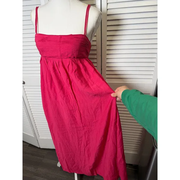 Abercrombie & Fitch Pink Babydoll Crinkle Textured Maxi Dress w/ Pockets XL Tall - Image 10