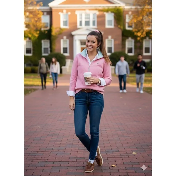 Vineyard‎ Vines Womens Pink 100% Cotton 1/4 Zip Shep Shirt Pullover Sweater S - Image 3