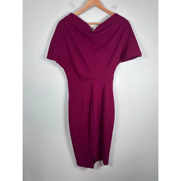 Alexia Admor Olivia Draped Shoulder Sheath Dress Women XS plum Cocktail Chic - Image 5
