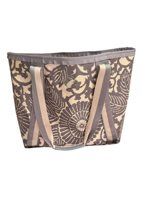 Lululemon Large Tote Bag Floral Gray Vinyl & Tote Shopping Bag Lot - Image 6