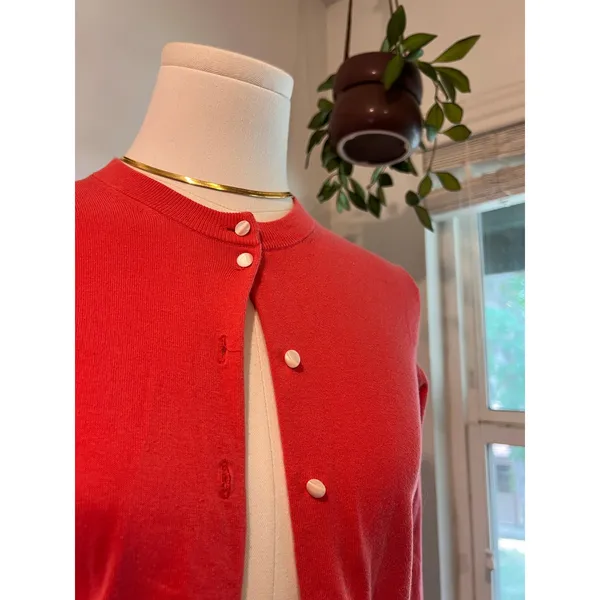 J.Crew Pink Jackie Cardigan Cotton Blend White Button Long Sleeve Size XS - Image 5