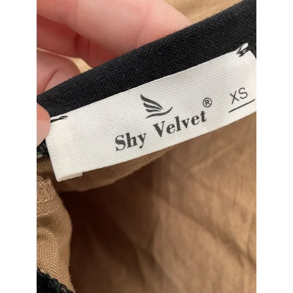 Shy Velvet Womens Dress Brown 100% Linen Contrast Trim Maxi Size Extra Small - Image 5