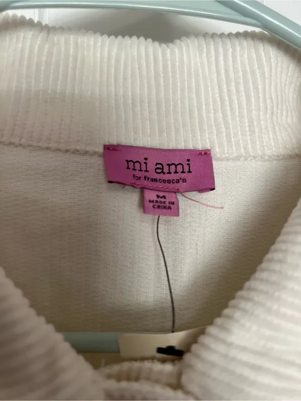 Francesca's Collections Cream Corduroy Trucker Jacket Size M - Image 3