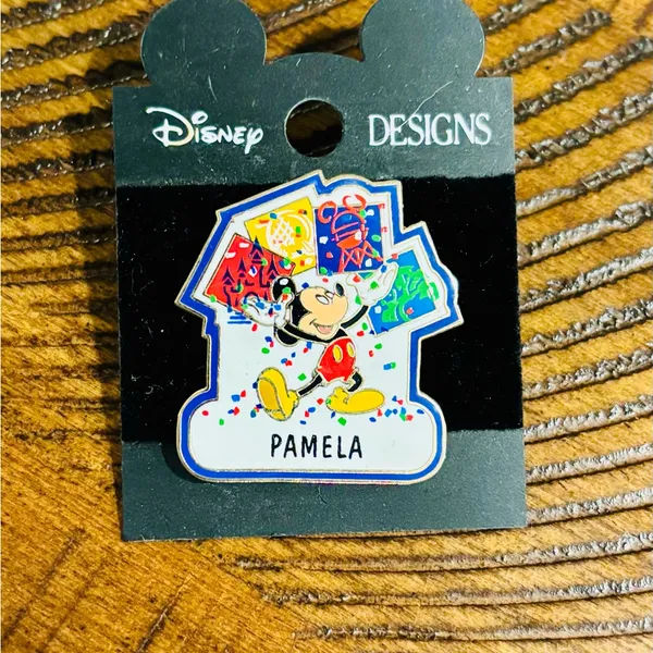 Disney Design Mickey & Minnie Mouse Donald Duck “Pamela” personalized metal pin - Image 2