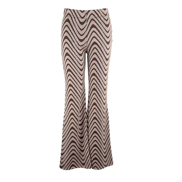 UO Urban Outfitters Bryn Pull-On Flare Leg Pant Brown Wave Boho Hippie Groovy - Image 4