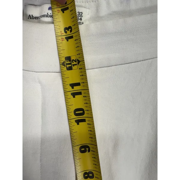 Abercrombie & Fitch Wide Leg Long Trouser Casual Pants Sz 14 High Rise Cream - Image 14