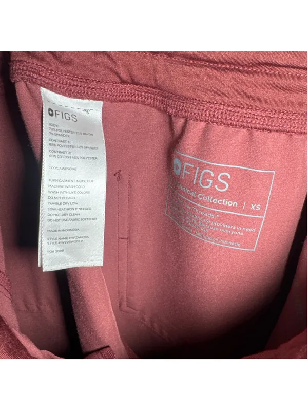 FIGS HW Zamora Jogger Pants XS Burgundy Grey inseam 29” - Image 4
