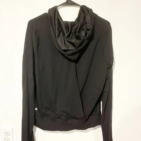 Lululemon Size 10 Scuba‎ Hoodie Womens Black Full Zip Logo Athleisure Gym - Image 4
