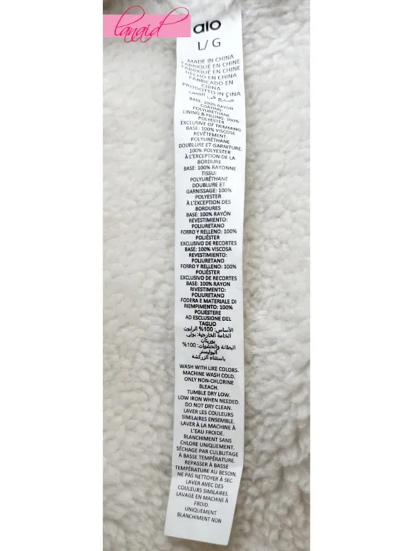 Alo Orion Cropped Puffer Silver Ivory Shiny Metallic Warm Sherpa-Lined Coat L - Image 9