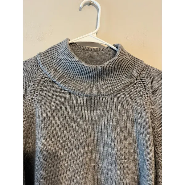 Quince Australian Merino Wool Cropped Mock Neck Sweater in Heather Grey Size L - Image 6