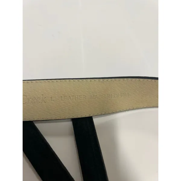 Coldwater Creek Black Suede‎ Leather Belt Triangle Buckle Large Modernist Womens - Image 5