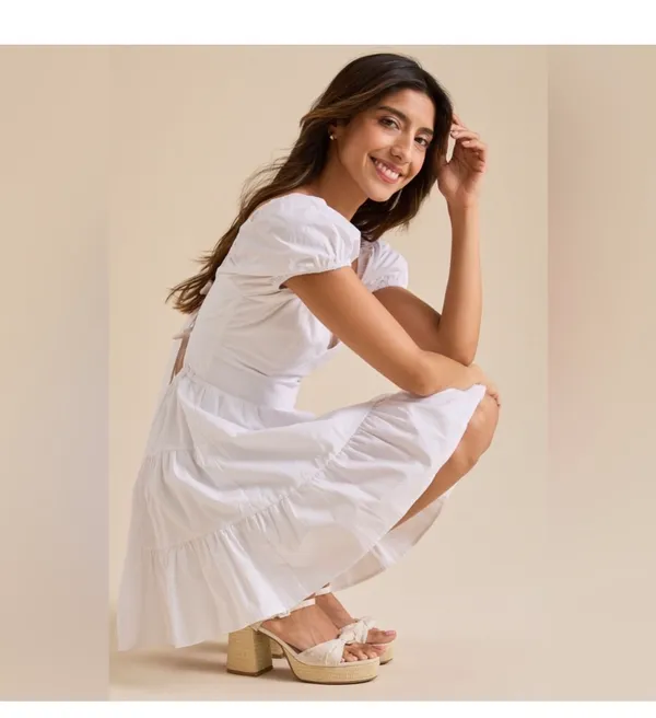 Altar'd State White Alaia Puff Sleeve Mini Dress NWT - Image 4