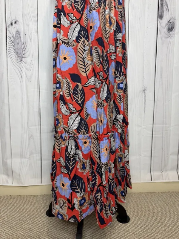 Ee:some Floral Tiered Ruffled Maxi Sundress Size L Smocked Back Sleeveless - Image 6