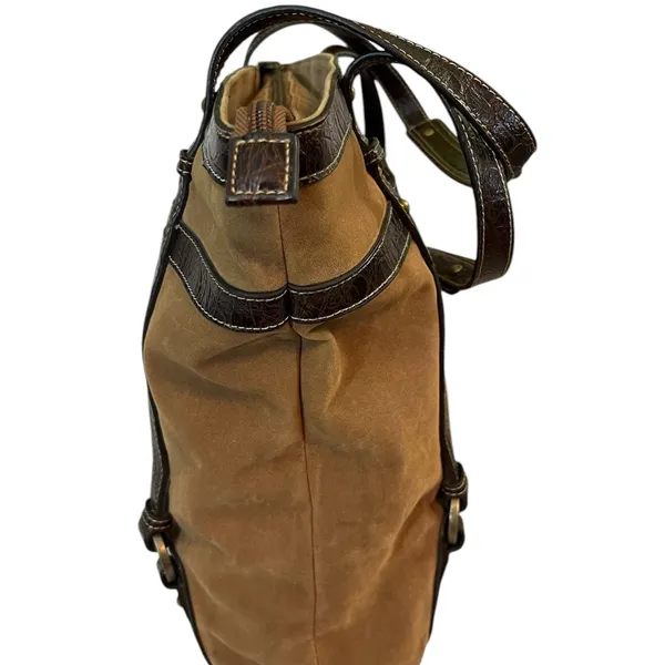 Franco Sarto Brown‎ Suede/Leather Purse With Inside Smartlyte 12.5”X15” Preowned - Image 4