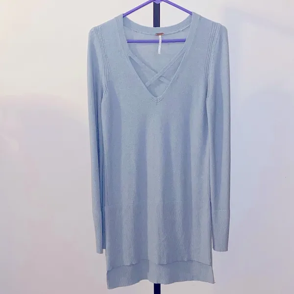 Free People Waterfall Crisscross Hi Lo Tunic Sweater Size Medium - Image 2