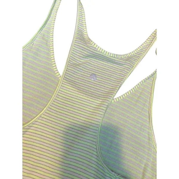 Lululemon Womens yellow Striped Racerback Tank Top sz 10 - Image 3