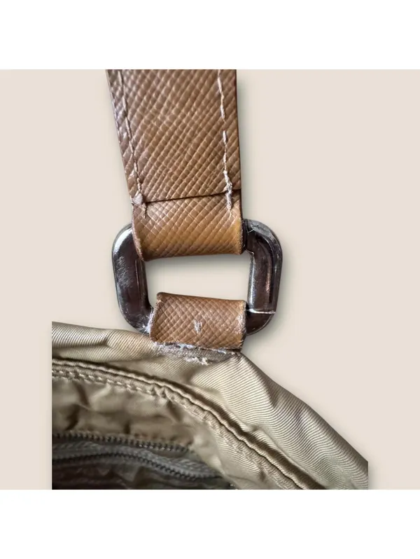 Y2K Archive Prada Nylon Tote Khaki Brown Leather - Image 2