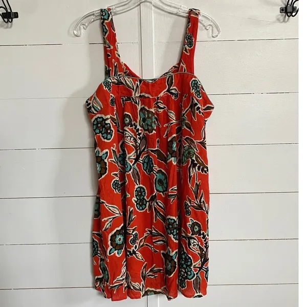 Band‎ of the Free Teresa Tangerine Floral Tank Mini Dress Medium Orange Boho - Image 3