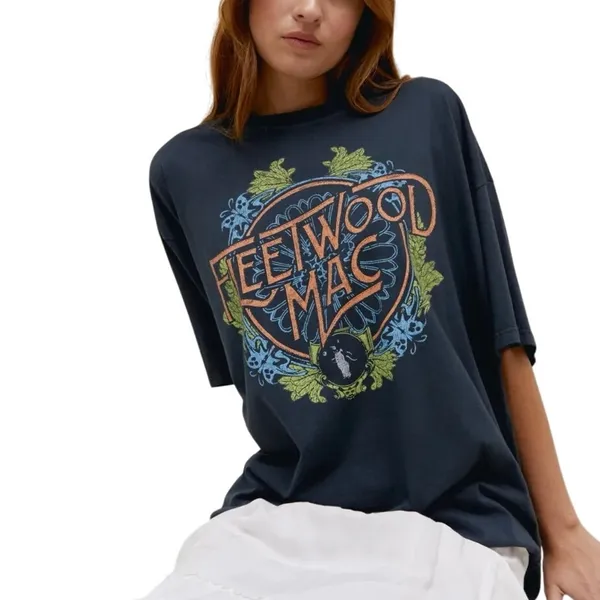 DAYDREAMER Fleetwood Mac Flower Crest Tee One Size P2P 27” New w/o Tag MSRP $98 - Image 2