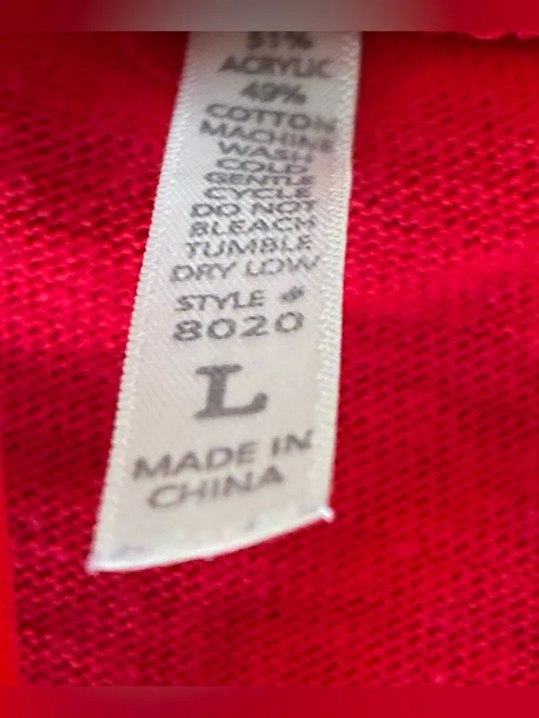 Women’s COL Story Classic Red V-Neck Button Cardigan Sweater Size Large - Image 3