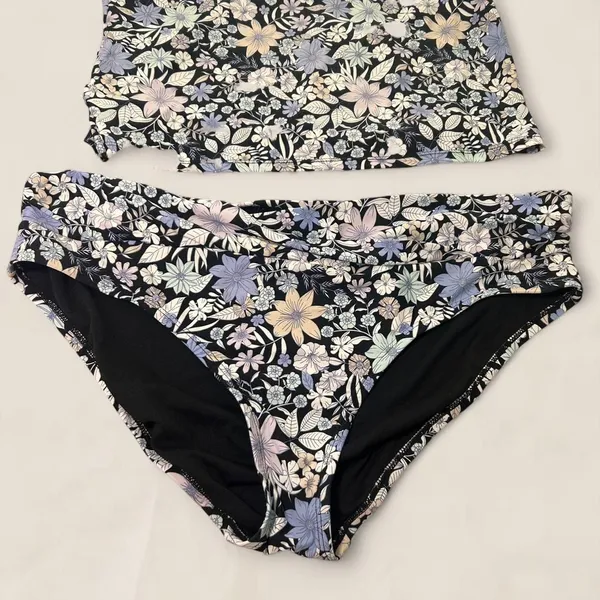 Source Unknown Tankini bikini set | Micro floral colorful ruffle purple Size XXL - Image 2