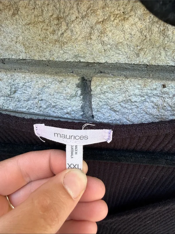 Maurices Black V-Neck Long Sleeve Top with Pink Floral Sleeves - Image 3
