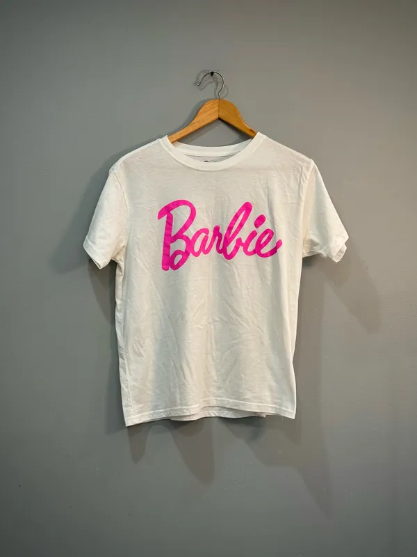 White Barbie Branded Crewneck T-Shirt Size L EUC - Image 3