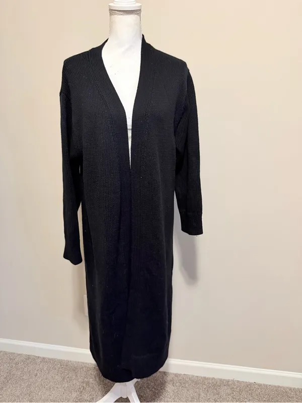 Revolve One Grey Day midi calf long knit duster size small oversized black NWOT - Image 3