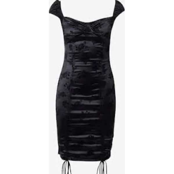NWT Motel Rocks Sinora Bodycon Mini Dress Black Rose Flock Size Large $82 Ruched - Image 14