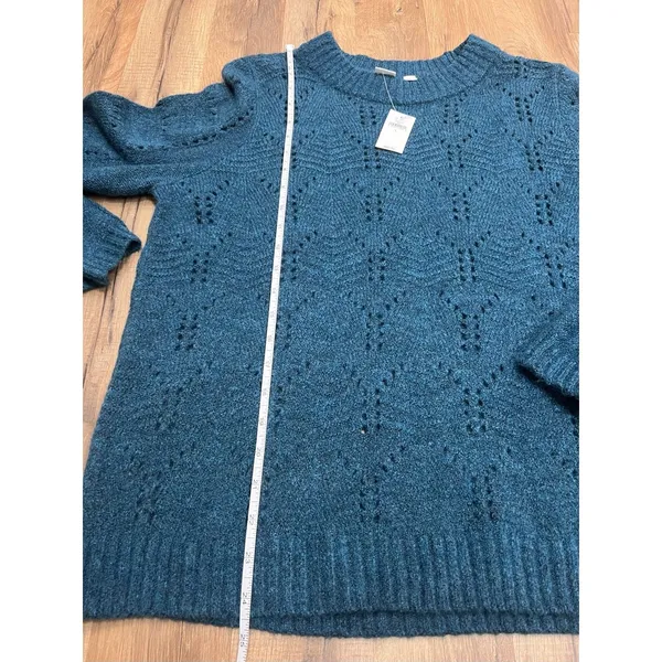 NWT Gap Pointelle Knit Sweater Crewneck Pullover Blue‎ Size L /wool - Image 7
