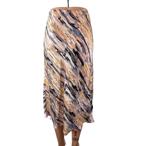 Aritzia Babaton Multicolor Abstract Striped High Waisted Midi Slip Skirt Size 2 - Image 4