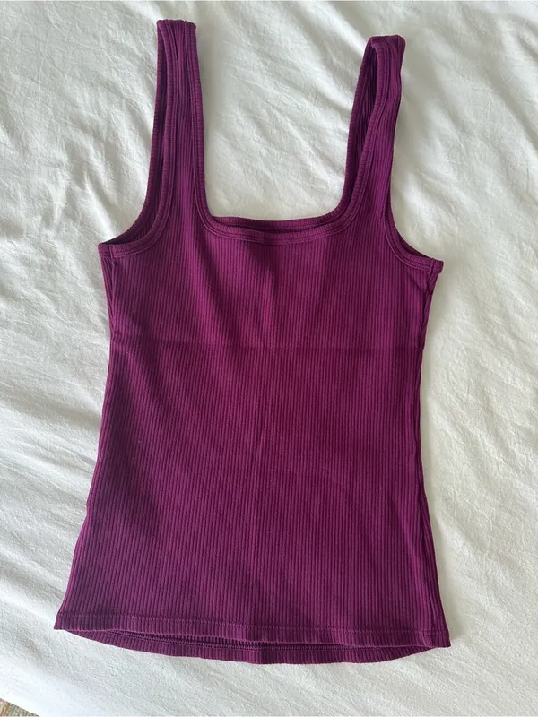 Fabletics Ribbed Square-Neck Tank Top in Deep Berry - Image 4