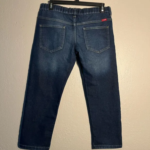 Wrangler Blue Straight Leg Jeans Classic Style Drawstring Pants Distressed SZ 10 - Image 8