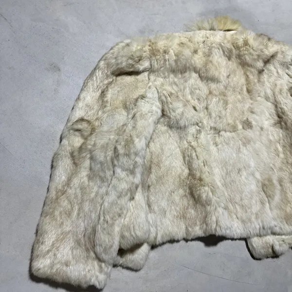 Vintage Natural Rabbit Fur Jacket W/ Fluffy Collar Women's SZ Medium CLASSY - Image 9