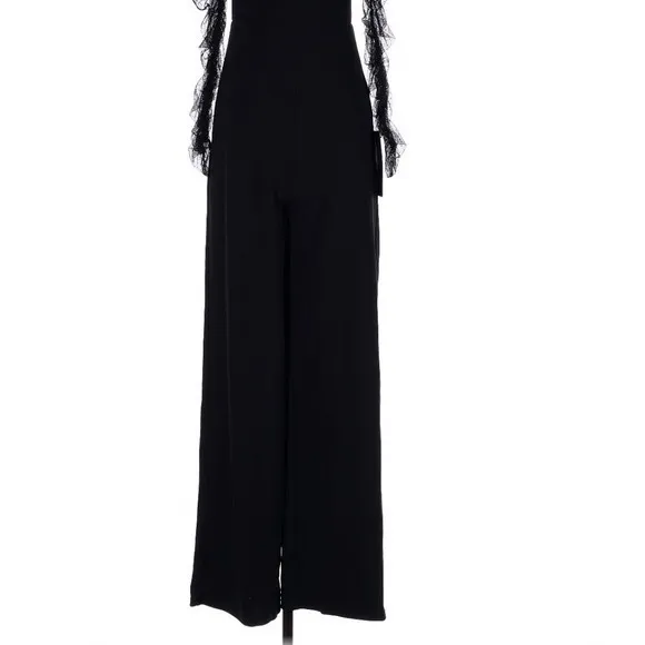 Lulus Black Made to Amaze Dotted Mesh Jumpsuit Small Gothic Cocktail Party - Image 6