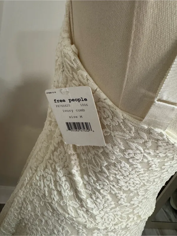 Free People Ombre Foil Lace Fit And Flare Dress White Medium NWT - Image 4