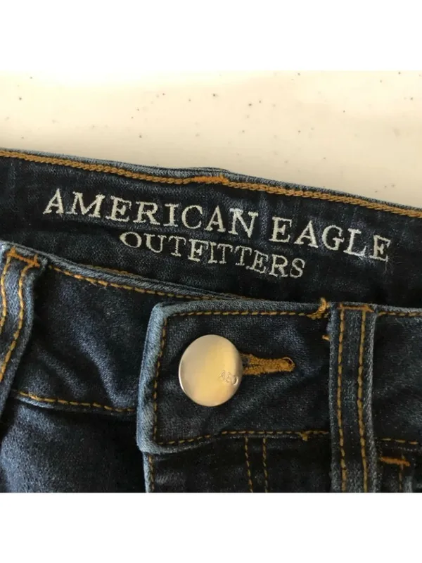 American Eagle Jeans Hi-Rise Jegging Distressed Dark Wash Skinny Super Stretch 4 - Image 3
